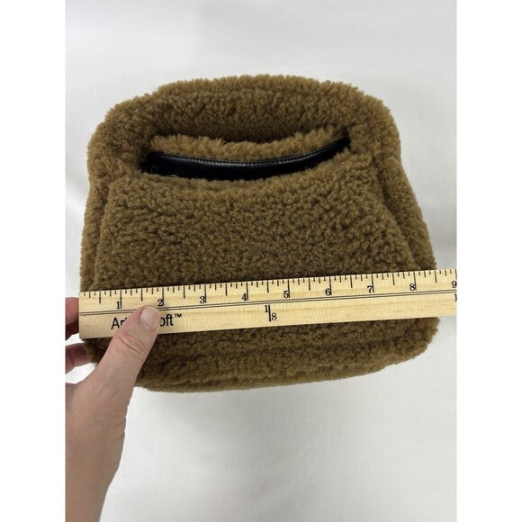 Stand Studio Minnie Fur Bag Faux Shearling Compact Teddy 2 Top Handle Brown - Picture 6 of 16